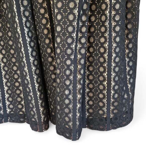 Ann Taylor Loft Black Lace Dress Nude Lining Sleeveless V-Neck Knee-Length 12 - Picture 7 of 9